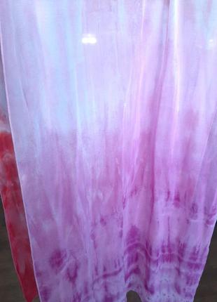 Палантин шарф женский розовый шифон двусторонний, подарок5 фото