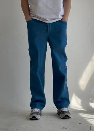 Стильні сині об'ємні чоловічі джинси котон