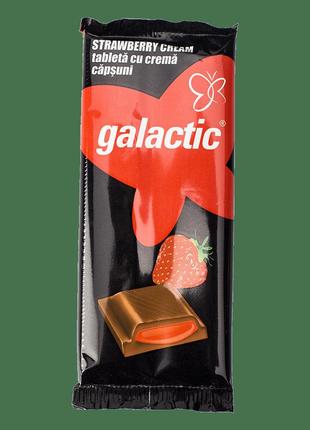 Шоколад galactic  strawberry молочный с клубничной начинкой, 90г1 фото