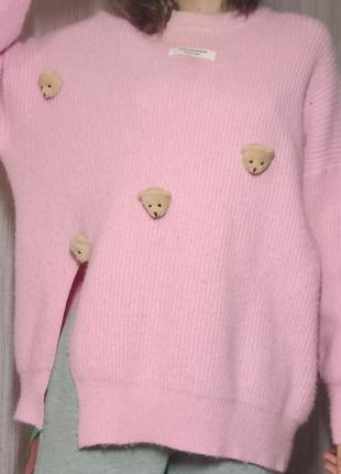 Милий рожевий светр з ведмедиками альт y2k2 фото