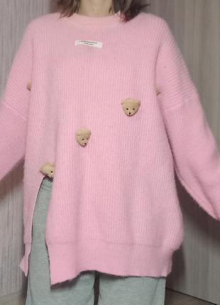 Милый розовый свитер с медведями y2k альт5 фото