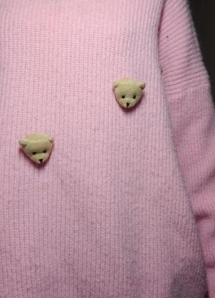 Милий рожевий светр з ведмедиками альт y2k3 фото