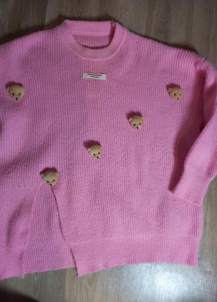 Милий рожевий светр з ведмедиками альт y2k6 фото