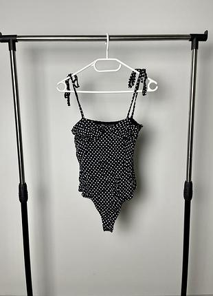 Стильний боді zara на тонких бретелях у горошок