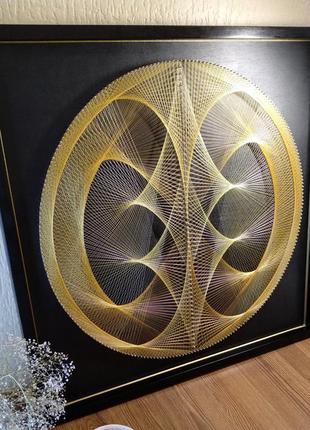 Картина - манадала у техніці string - art. 3-д картина. ручна робота. 52/52 см.  в рамі.4 фото