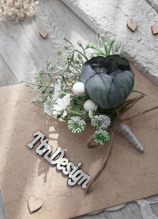 Бутоньерка в синих тонах. бутоньерка на выпускной. свадебная бутоньерка