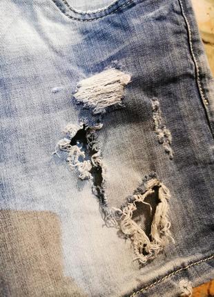 Philipp plein шорты джинсовые рваные с дырками потертостями черепами3 фото