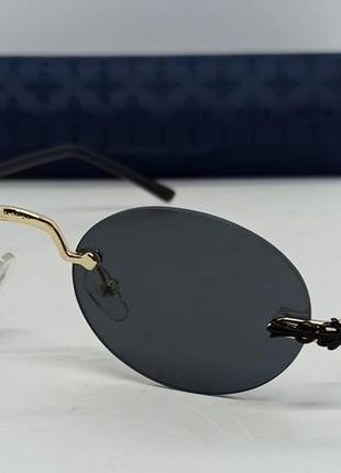 Окуляри в стилі chrome hearts унісекс сонцезахисні овальні чорні в фірменноиу жорстокому футлярі