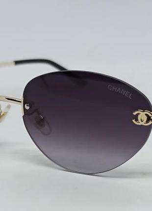 Окуляри в стилі chanel жіночі сонцезахисні овальні темно сірий градієнт безоправні