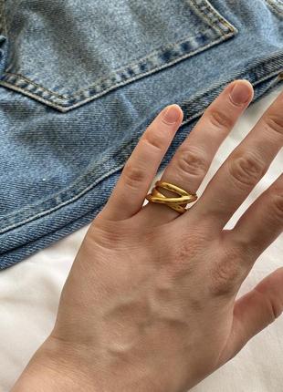 Золотистый массивный кольцо, кольцо4 фото