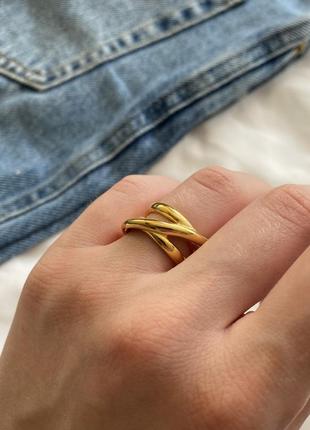 Золотистый массивный кольцо, кольцо1 фото