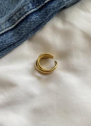 Золотистый массивный кольцо, кольцо3 фото