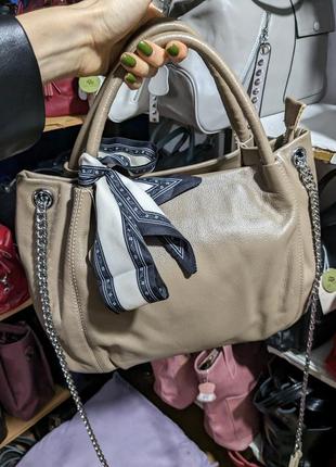 Шикарная кожаная сумка+ платок в комплекте6 фото