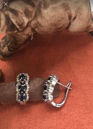 Сережки срібло з сапфіром