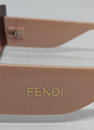 Очки в стиле fendi женские солнцезащитные маска бежево коричневые с градиентом5 фото