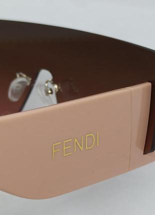 Очки в стиле fendi женские солнцезащитные маска бежево коричневые с градиентом8 фото