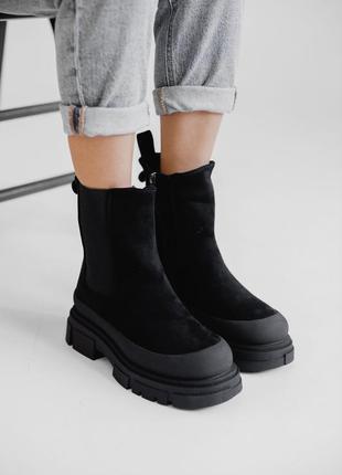 Черные ботинки челси с меховой подкладкой - идеальный выбор4 фото