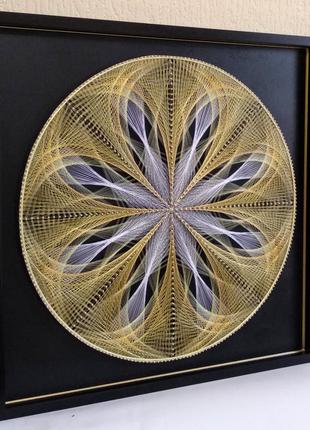 Картина - манадала у техніці string - art. 3-д картина. ручна робота.  52/52 см.  в рамі.5 фото