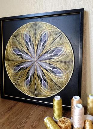 Картина - манадала у техніці string - art. 3-д картина. ручна робота.  52/52 см.  в рамі.3 фото