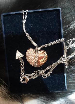 Цепочка с подвеской кулон от guess сердечко цирконы