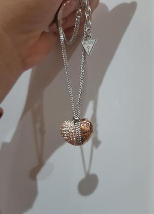 Цепочка с подвеской кулон от guess сердечко цирконы