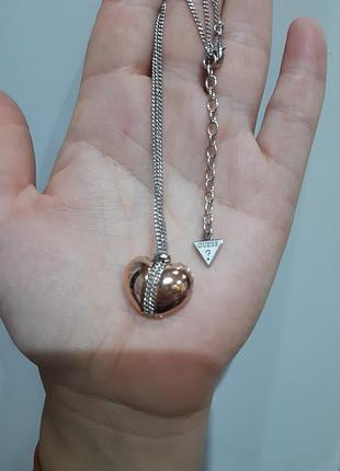 Цепочка с подвеской кулон от guess сердечко цирконы