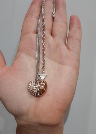 Цепочка с подвеской кулон от guess сердечко цирконы