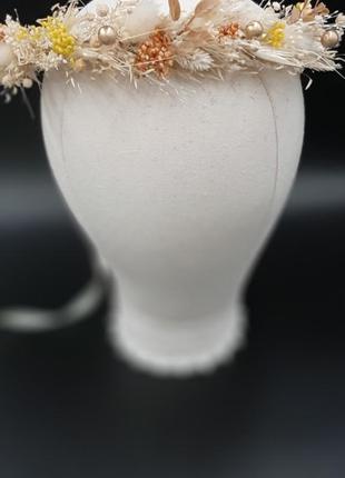 Венок для волос с сухоцветами весенний в стиле рустик2 фото