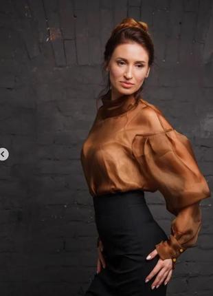 Трендова блуза з органзи 100% шовк від українського бренду ank design1 фото
