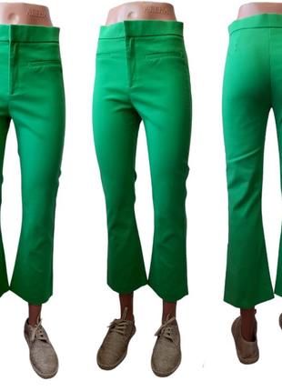 Zara яскраво — зелені штани зі змішаної бавовни9 фото