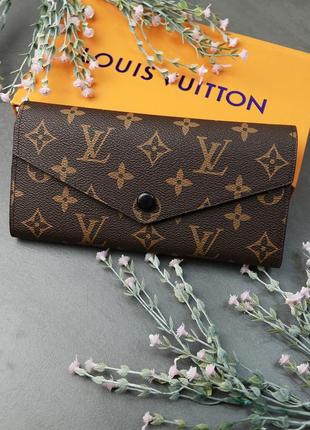 Женский кошелек louis vuitton большой коричневый с фирменной коробкой