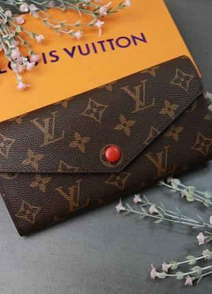 Женский кошелек louis vuitton большой красный с фирменной коробкой