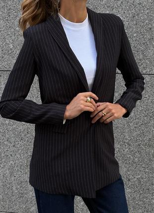 Жакет пиджак блейзер в мелкую вертикальную полоску6 фото