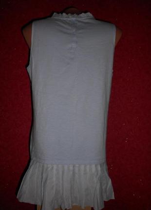 Хлопковая комбинированная туника блуза плиссе  - 48 р6 фото