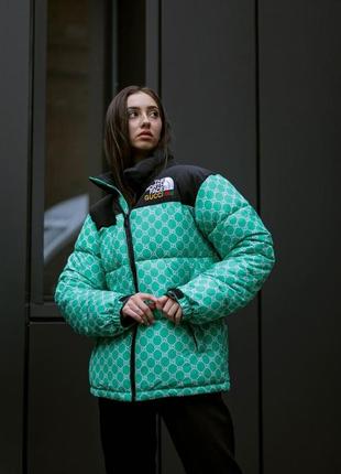 Куртка пуховик tnf gucci зеленая женска