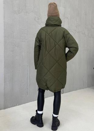 Объемная зимняя куртка оверсайз с орнаментом 44-50 размеры разные цвета4 фото