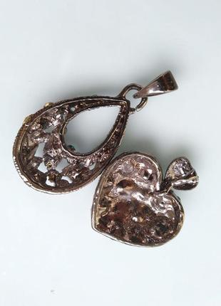 Сверкающий кулон с цветными кристаллами, набор 2 кулона с разноцветными стразами