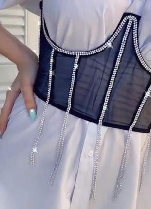 Корсет зі стразами ручної роботи