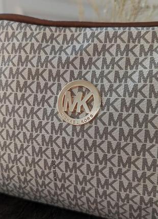 Сумка майкл корс 2 в 1 michael kors, кросс- боди молочная (темные вставки)2 фото