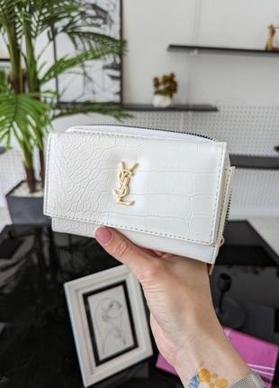 Женский кошелек yves saint-laurent белый рептилия ив сен лоран ysl