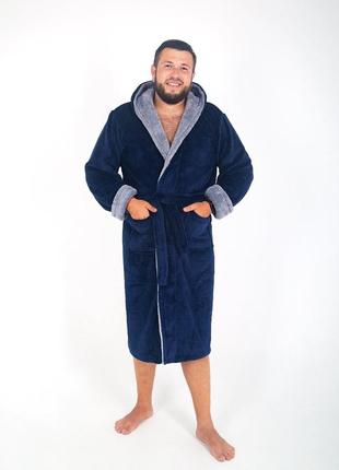 Махровий халат чоловічий, тканина велсофт, м'який, теплий 3xl4 фото