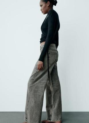 Джинсы wide leg mid rise full length от zara3 фото