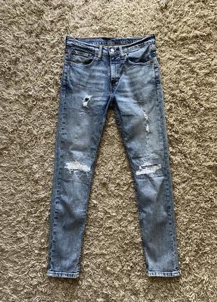 Синие зауженные штаны чиносы брюки джинсы скини levis 519 skinny hi-ball оригинал