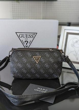 Жіноча сумка на три відділення guess чорна гес-клатч — гаманець