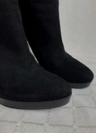 Высокие замшевые сапоги до колена на шпильке gucci bamboo knee high suede boots 204148 ботильны ботинки оригинал натуральная замша кожа5 фото