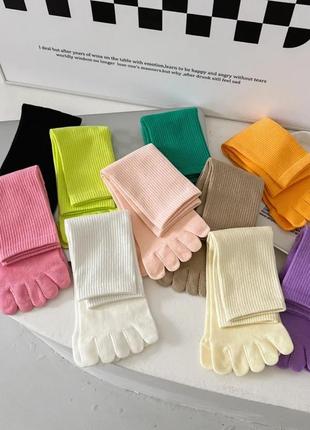 Высокие однотонные носки с отдельными пальцами 36-42 размер1 фото