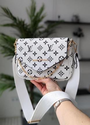 Сумка louis vuitton 2 в 1 жіноча віттон крос-боді lv люкс біла