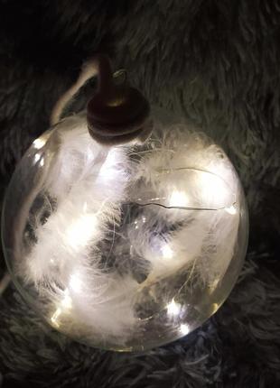 Большой стеклянный шар с лед подсветкой новогодний декор подарок5 фото