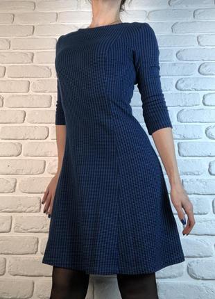 Тепленька трикотажна бавовняна сукня в гусячу лапку. новое тёплое трикотажное платье4 фото