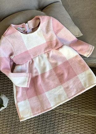 Платье клетка розовое 6